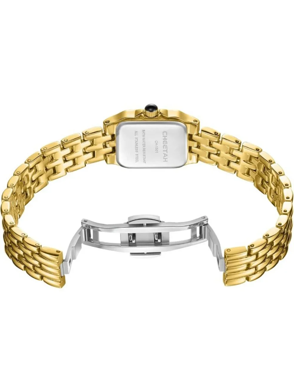 Vintage Cheetah Gold Watch for Women - Small Rectangular Bracelet, Roman Dial